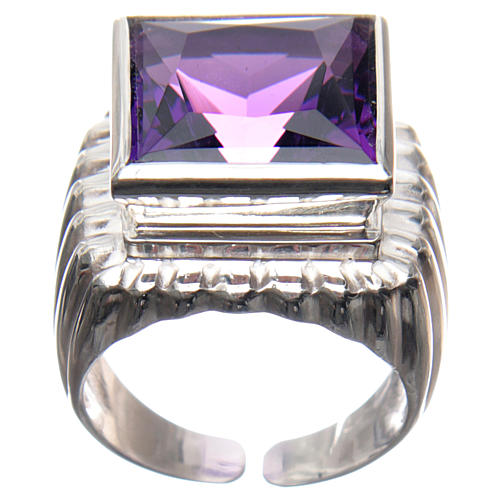 Bishop Ring in silver 800 with amethyst stone 1