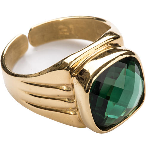 Bishop Ring in silver 925 with green quartz 1