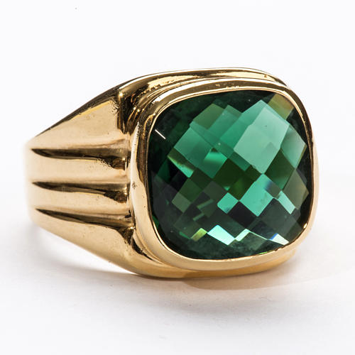Bishop Ring in silver 925 with green quartz 5