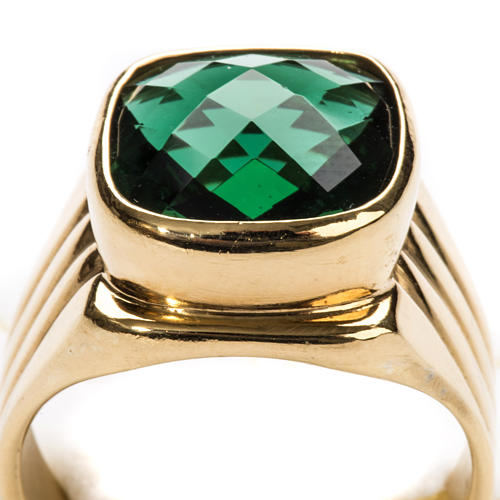 Bishop Ring in silver 925 with green quartz 7