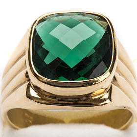 Bishop Ring in silver 925 with green quartz s6