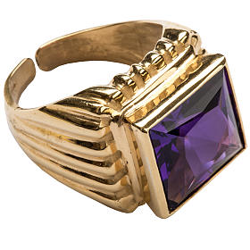 Bishop Ring in gold plated silver 925 with amethyst
