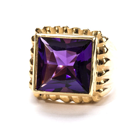 Bishop Ring in gold plated silver 925 with amethyst 3