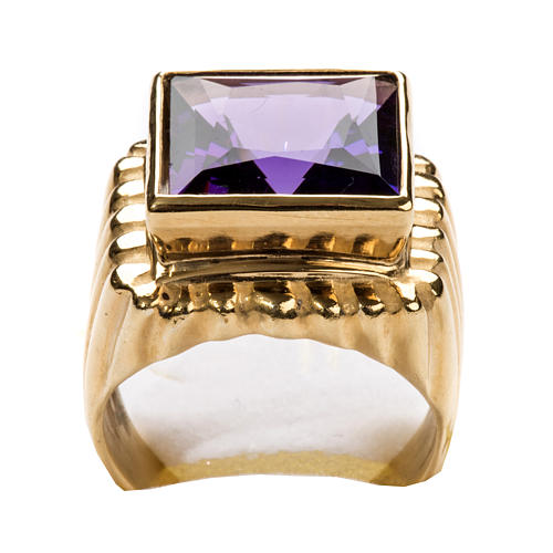 Bishop Ring in gold plated silver 925 with amethyst 7