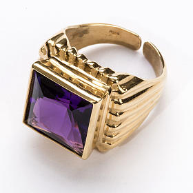 Bishop Ring in gold plated silver 925 with amethyst