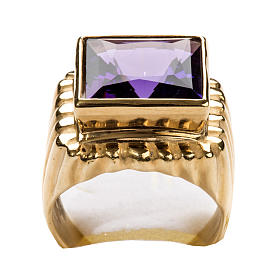 Bishop Ring in gold plated silver 925 with amethyst s7