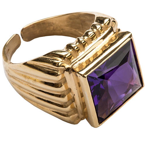 Bishop Ring in gold plated silver 925 with amethyst 1