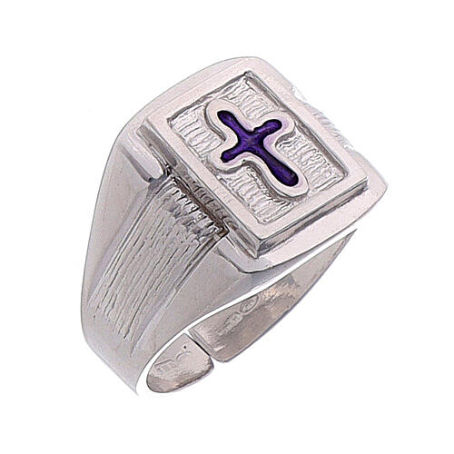 Bishop Ring in silver 925 with enamel cross 1