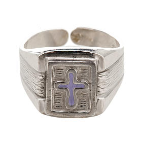 Bishop Ring in silver 925 with enamel cross s2