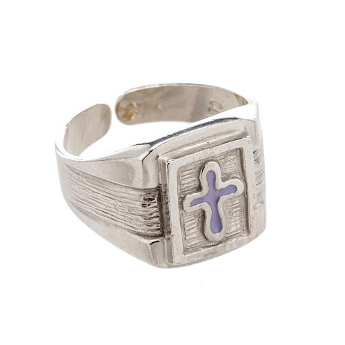 Bishop Ring in silver 925 with enamel cross 1