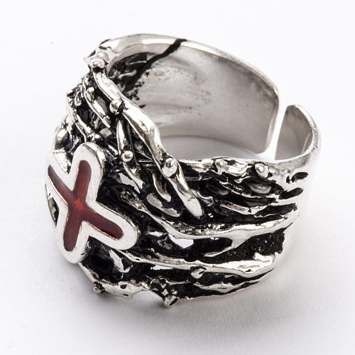 Ecclesiastical Ring made of silver 925 with enamel cross 2