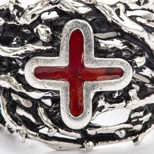 Anillo obispal de plata 925, con cruz de esmalte rojo 8