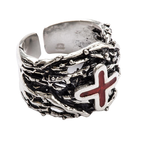 Pierścień pastoralny srebro 925 krzyż emaliowany 1