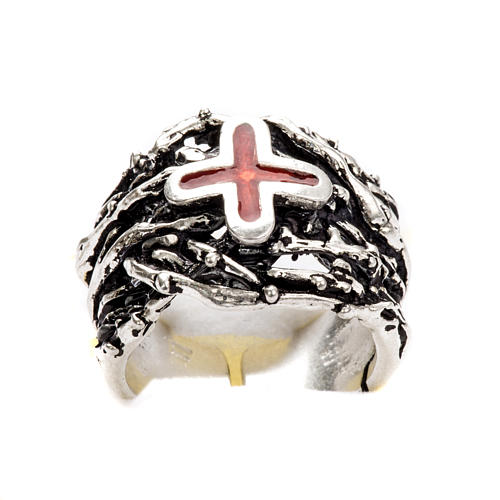 Pierścień pastoralny srebro 925 krzyż emaliowany 6