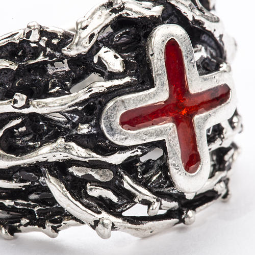 Pierścień pastoralny srebro 925 krzyż emaliowany 7