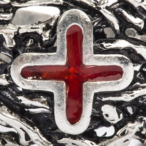 Anel episcopal prata 925 cruz esmalto 3