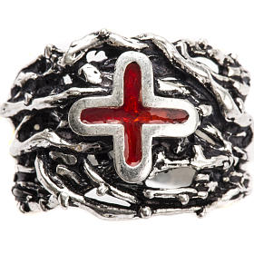 Ecclesiastical Ring made of silver 925 with enamel cross s5
