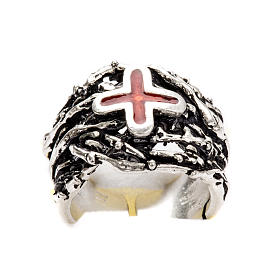 Ecclesiastical Ring made of silver 925 with enamel cross s6