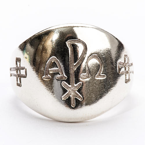 Pierścień dla biskupa alfa omega XP srebro 925 3