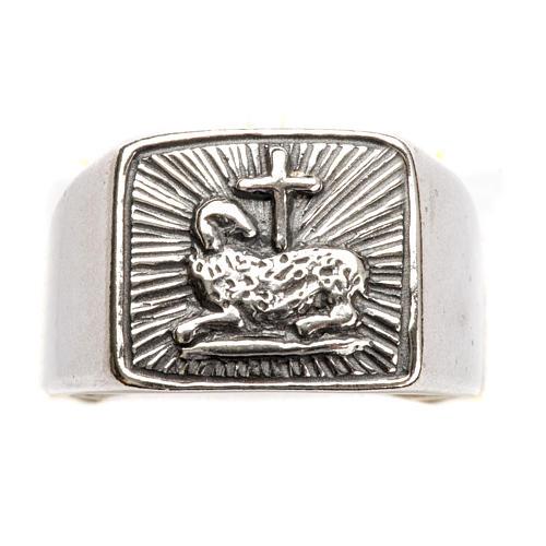 Anello vescovile agnello argento 925 5
