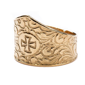 Bishop Ring in gold plated silver 925, cross decoration