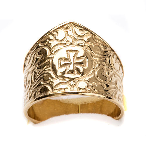thuis korting methaan Bishop Ring in gold plated silver 925, cross decoration | online sales on  HOLYART.com