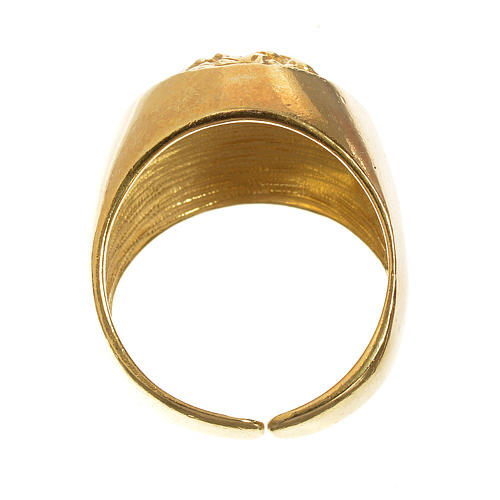 Anel para bispo prata 925 dourada Rosto de Cristo 3