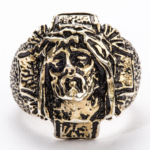 Bishop's Ring in bronzed silver 925, Christ's face 3