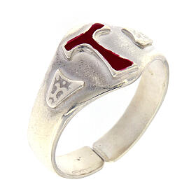 Bishop's Ring in silver 925, Enamel Tau