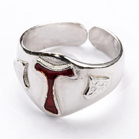 Attributs épiscopaux: Anneau épiscopal argent 800 tau émaillé Attributs épiscopaux: Anneau épiscopal argent 800 tau émaillé