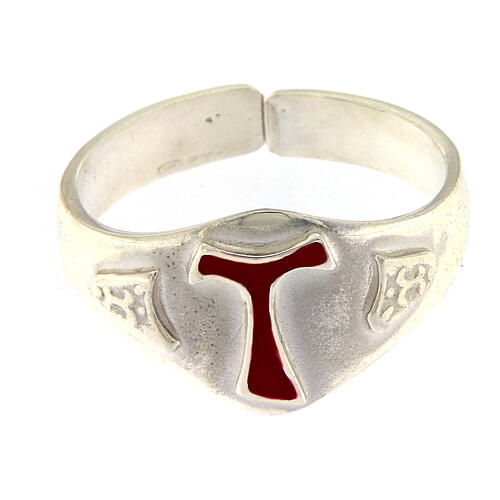 Bishop's Ring in silver 925, Enamel Tau 2