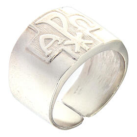 Bischofsring Alpha und Omega und Chi-Rho aus Silber 925 s1