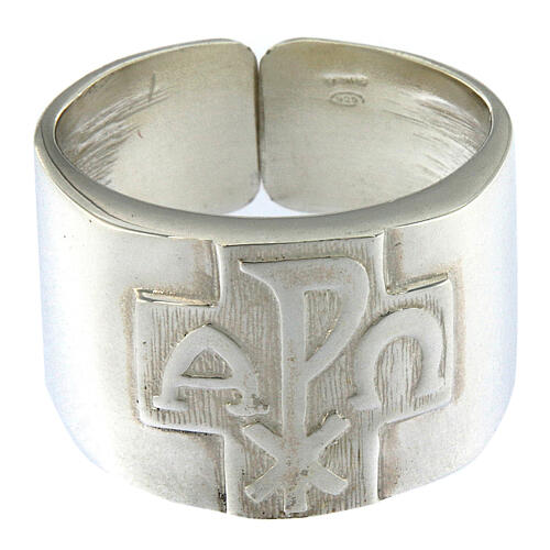 Bishop Ring with Chi-Rho, Alpha and Omega in silver 925 2