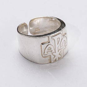 Artículos Obispales: Anillo obispal de plata 800, XP, alfa, omega Artículos Obispales: Anillo obispal de plata 800, XP, alfa, omega