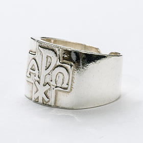 Artículos Obispales: Anillo obispal de plata 800, XP, alfa, omega Artículos Obispales: Anillo obispal de plata 800, XP, alfa, omega