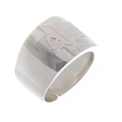 Holyart Anello Vescovile Argento 925 Con Croce Tau Smaltata Rossa – Fatto A Mano In Italia, Regolabile