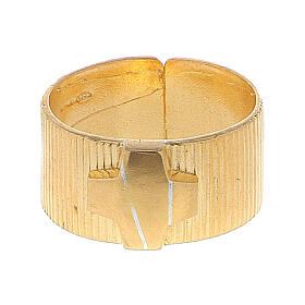 Ecclesiastical Ring in gold plated silver 925, cross decoration