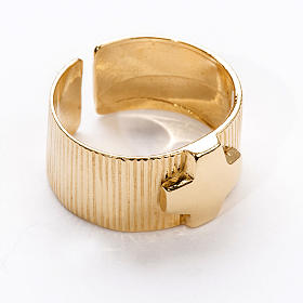 Artículos Obispales: Anillo obispal de plata 800, en dorado con cruz Artículos Obispales: Anillo obispal de plata 800, en dorado con cruz