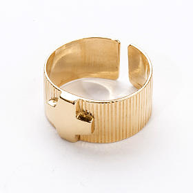 Artículos Obispales: Anillo obispal de plata 800, en dorado con cruz Artículos Obispales: Anillo obispal de plata 800, en dorado con cruz