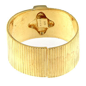 Anillo obispal de plata 925, en dorado con cruz s3