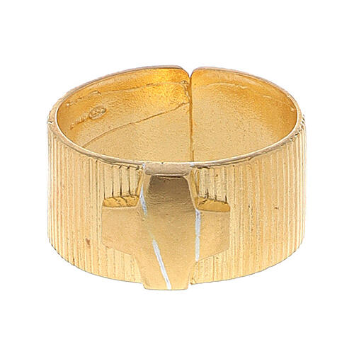 Ecclesiastical Ring in gold plated silver 925, cross decoration 2