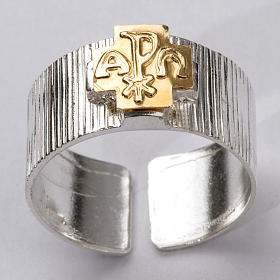 Anello vescovi argento 925 croce alfa omega XP s5