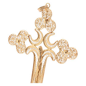 Croix pectorale filigrane d'argent dorée Corpus