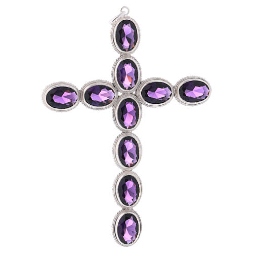 Pectoral Cross with Amethyst stone, silver 800 made 1