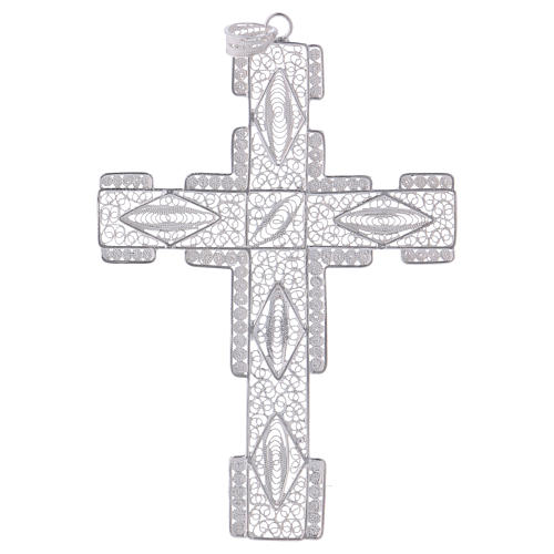 Croix pectorale en filigrane d'argent 800 stylisée 1