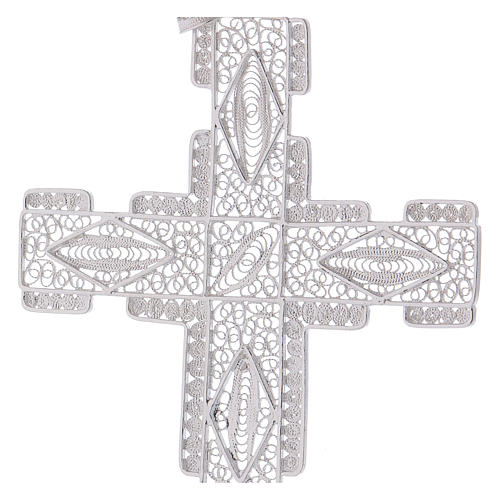 Croix pectorale en filigrane d'argent 800 stylisée 2