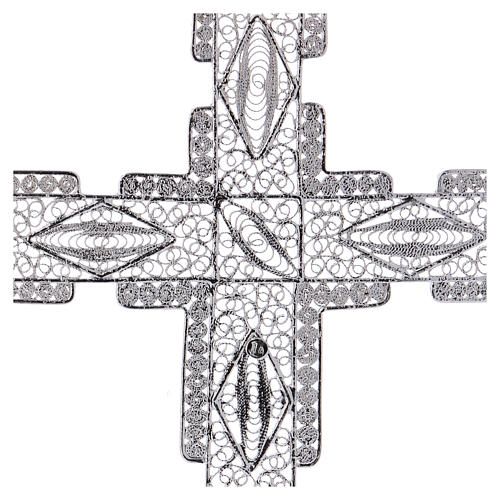 Croix pectorale en filigrane d'argent 800 stylisée 4