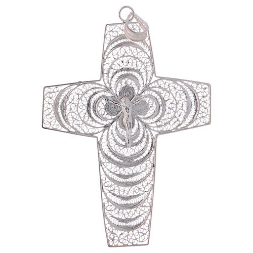 Croix pectorale filigrane argent 800 fleur 1