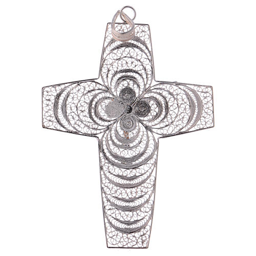 Croix pectorale filigrane argent 800 fleur 3