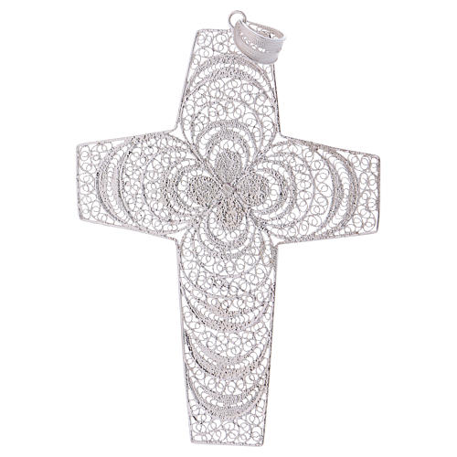 Cruz Pectoral de filigrana  estilizada de plata 800, amatista 3
